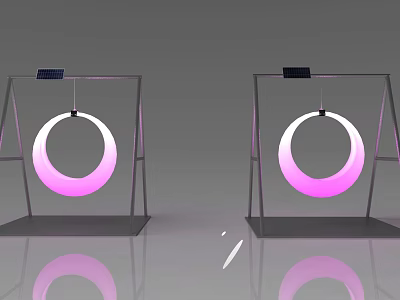 Outdoor Play Equipment With Solar Panels Metal Frames And Pink Illuminated Circular Rings 3d model