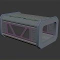 Cartoon Scene Of Gray Sci-Fi Container With Geometric Panels Vents And Hatch Design
