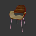 Modern Design Single Chair With Wooden Backrest Light Colored Seat Cushion And Metal Legs