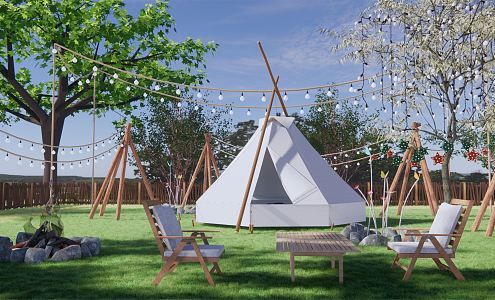 Modern Camping Park Landscape Tent Picnic Barbecue Party Group Building Love Romantic Camp Homestay Courtyard Expansion Base 3d model