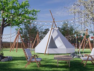 Modern Camping Park Landscape Tent Picnic Barbecue Party Group Building Love Romantic Camp Homestay Courtyard Expansion Base 3d model