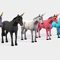 Colorful Polygonal Unicorns In Various Hues Standing In A Line