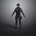 Tactical Operator in Black Tactical Uniform With Helmet Vest Gloves and Boots