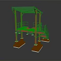 Roofed Industrial Metal Structure With Red Pillars Platform Staircase And Pedestals