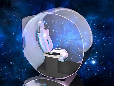 Futuristic Immersive Experience Seat In Transparent Sphere With Starry Space Background 3d model