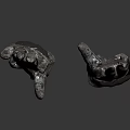 Two Artistic Metal Gloves Sculpture With Detailed Texture And Reflective Base
