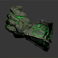 Biological Organ Structure With Soft Hair And Green Glowing Cracked Surface Design