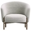 Modern Light Gray Fabric Accent Chair With Curved Armrests And Wooden Legs