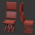 Foldable Leisure Chair Design With Orange Leather Seats And Metal Frame Structure