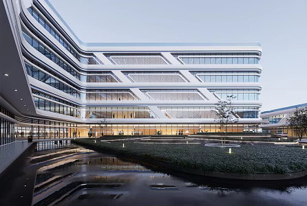 modern office building multi-storey office building 3d model