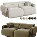 Modern Two Seater Sofa with Color Options in Beige and Olive Green