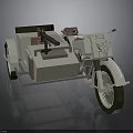 Vintage Motorcycle With Sidecar Equipped With Storage Compartment And Front Headlights