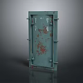 Green Metal Door With Multiple Bolts And Red Rust Spots Industrial Secure Design