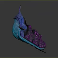 Vibrant Fantasy Creature with Glowing Antennae and Textured Blue Purple Body in Artistic Design