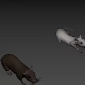 Detailed Realistic Gray And White Mice Figurines With Lifelike Features On Black Background