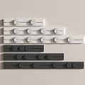 White And Gray Electrical Switch Panels With Multiple Buttons Dials Arranged In Rows 3d model