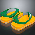 Casual Daily Flip Flops With Yellow Soles Green Straps And White Stripes