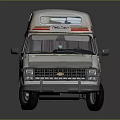 Vintage White Chevrolet Van With Red Orange Stripes And Window Curtains