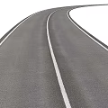 Curved Asphalt Road Design With White Lane Markings And Cross Section Diagrams