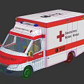 Red and White Emergency Ambulance with Red Cross Emblem 112 Number and Blue Lights