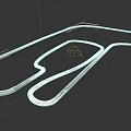 Car Race Track Layout With Winding Curves And Gray Surface On Black Background
