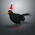 Black Bird As Flying Animal Wearing Red Santa Hat In Festive Look
