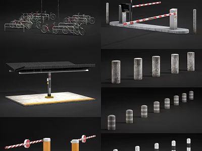 Urban Public Facilities Including Bicycle Racks Barriers Parking Poles and Bollards 3d model