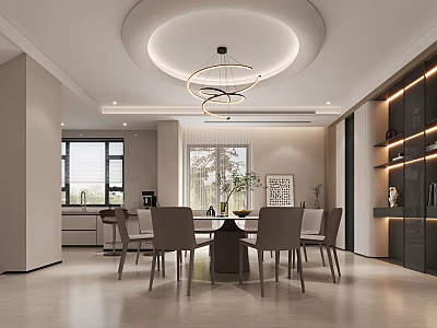 Modern Duplex Living Room Interior With Dining Area And Ceiling Light 3d model