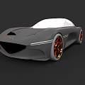 Gray Concept Car With Sleek Design Orange Wheels And White Roof Modern Futuristic Exterior