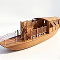 Wooden Boat Model With Deck Railing Lattice Fence And Roof Design