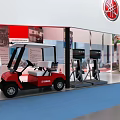 Yamaha Red And White Exhibition Booth With Truss Structure Motorcycles On Display And Reception Counter