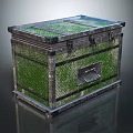 Vintage Green Mesh Texture Trunk With Metal Frame And Decorative Lock Handle