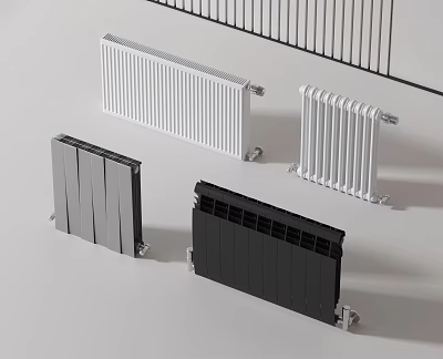 Different Colored Radiators With Various Designs 3d model