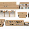 Modern Wooden Bookcases With Open Shelves And Multi Layer Storage Design Styles 3d model