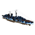 Vintage Military Warship With Camouflage Paint And Classic Structure