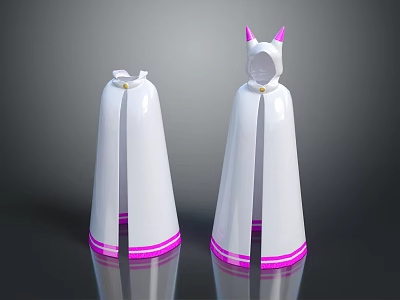 White Costume Capes With Pink Accents And Horn Design For Stylish Outfits 3d model