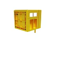 Yellow Cubic Storage Cabinet With Lattice Design And Drawer Compartments