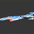 Futuristic Aerodynamic Spacecraft Design With Blue White And Red Color Accents For Cosmic Exploration