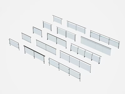 Modern glass railing glass fence glass guardrail railing fence guardrail 3d model