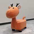 Adorable Deer Shaped Orange Fabric Children's Chair With Stable Black Legs