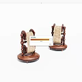 Two Wooden Cat Scratchers With Jute Rope And Round Base Design