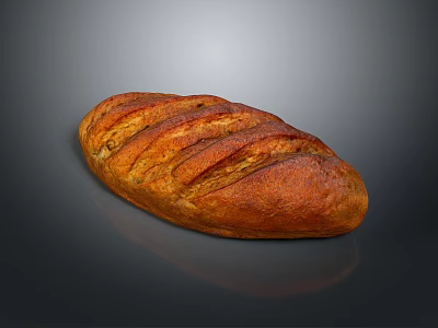 Freshly Baked Golden Brown Striped Bread With Crusty Exterior On Dark Background 3d model