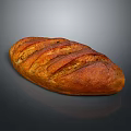 Freshly Baked Golden Brown Striped Bread With Crusty Exterior On Dark Background