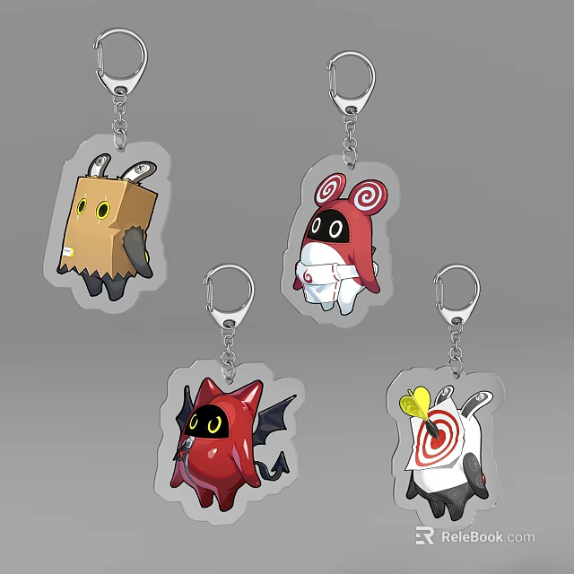 Cute Fun Cartoon Character Keychains With Various Adorable Designs And Shapes 3d model 
