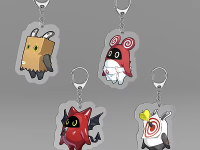 Cute Fun Cartoon Character Keychains With Various Adorable Designs And Shapes 3d model
