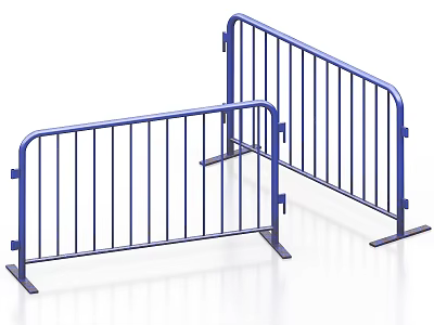 Blue Metal Temporary Safety Barriers With Portable Design For Crowd Control 3d model