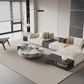 Sofa Coffee Table Combination Multi-person Sofa Coffee Table Single Casual Chair Lazy Sofa Metal Floor Lamp Side Table Jewelry Ornaments 3d model