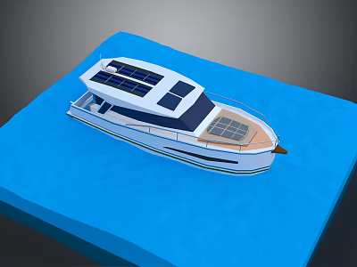 3D Model Of A Modern Yacht Floating On Blue Water 3d model
