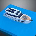 3D Model Of A Modern Yacht Floating On Blue Water