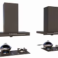 Black Range Hoods and Gas Stoves with Woks as Daily Home Kitchen Appliances